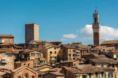 Siena, Italy, 17 April 2022: Beautiful cityscape of the medieval historic center