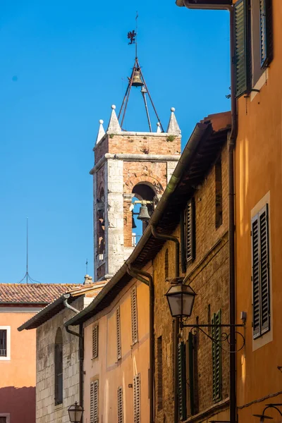 San Quirico d'Orcia, Italy, 16 April 2022:  View of the medieval town