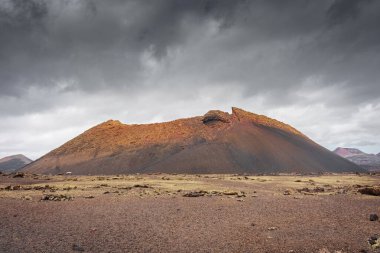 Landscape of El Cuervo Volcano in Lanzarote, Canary Islands, Spain