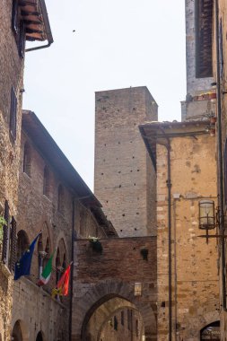 Ancient medieval tower in the town center of San Gimignano, Tuscany, Italy
