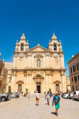 Mdina, Malta, 21 Mayıs 2022: St. Paul Katedrali cephesi