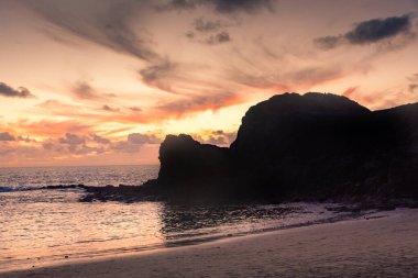 Beautiful sunset over the Atlantic Ocean at Papagayo Beach, Lanzarote, Canary Islands, Spain