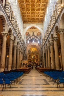 Pisa, Italy, 14 April 2022: Beautiful interior of the Pisa Cathedral
