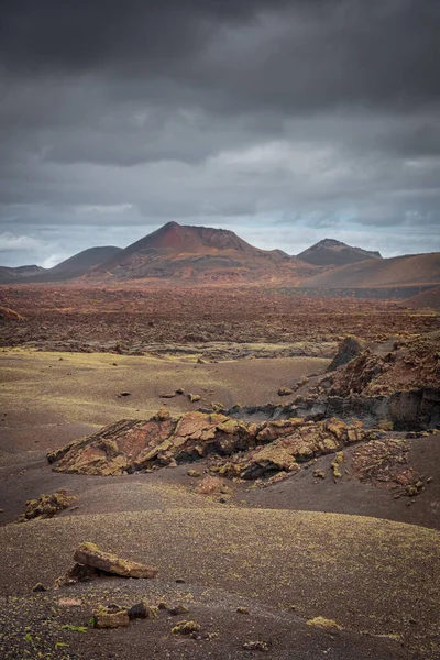 Wild volcanic landscape of the Timanfaya National Park, Lanzarote, Canary Islands, Spain