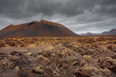 Landscape of El Cuervo Volcano in Lanzarote, Canary Islands, Spain