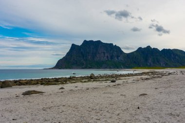 Shoreline of Uttakleiv Beach in the Lofoten Islands, Norway