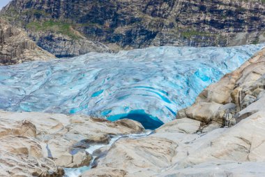 The Nigardsbreen Glacier, beautiful blue melting glacier in the Jostedalen National Park, Norway