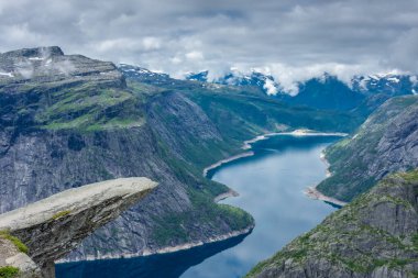 The amazing Trolltunga scenic spot, famous rock formation in Norway