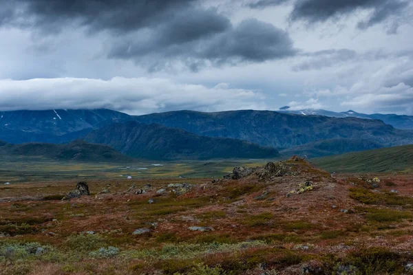 Landscape of the mountains and tundra of the Jotunheimen Plateau, central Norway