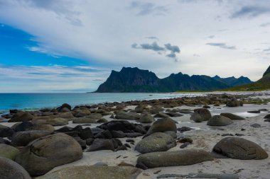 Shoreline of Uttakleiv Beach in the Lofoten Islands, Norway