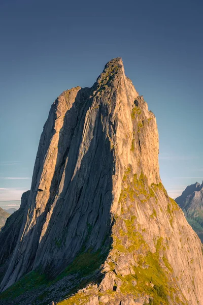 stock image The epic Segla mountain viewed from Mount Hesten at sunset, Senja Island, Norway