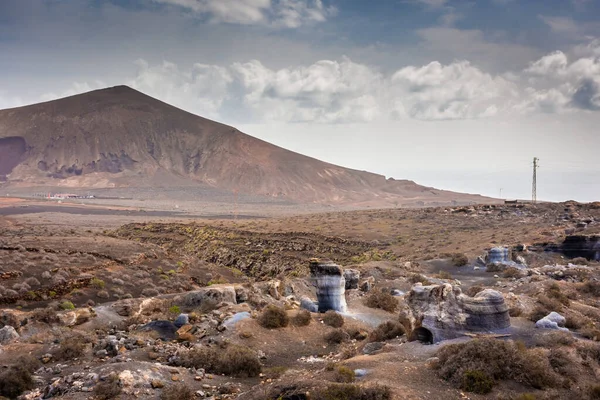 The stratified city of Lanzarote, a volcanic area with geological rock formations, Canary Islands, Spain