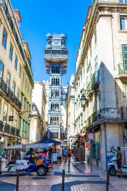 LISBON, PORTUGAL, 15 Ağustos 2018: Santa Justa Asansörü