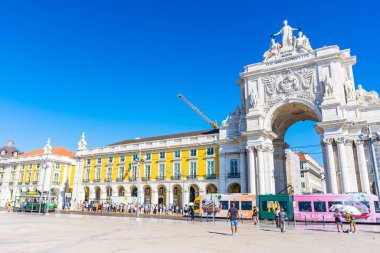 Lizbon, Portekiz, 15 Ağustos 2018: Praca do Comercio, ticaret Meydanı, Lizbon, Portekiz