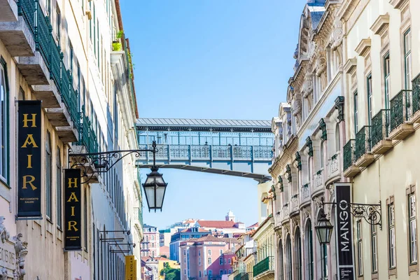 Železný Most Výtahu Santa Justa Lisabonu Portugalsko Srpna 2018 — Stock fotografie