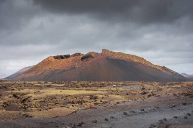 Landscape of El Cuervo Volcano in Lanzarote, Canary Islands, Spain