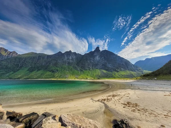 Crystal Clear Water Ersfjordstranda Beach Senja Island Norway — Stockfoto