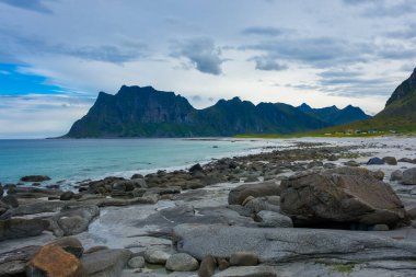 Shoreline of Uttakleiv Beach in the Lofoten Islands, Norway