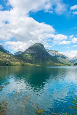Beautiful and colorful lake in Oppstryn, Norway
