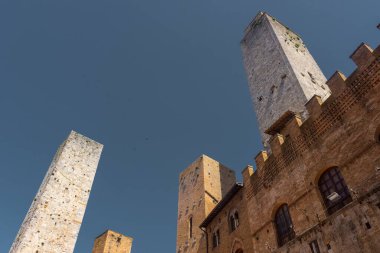 Ancient medieval tower in the town center of San Gimignano, Tuscany, Italy