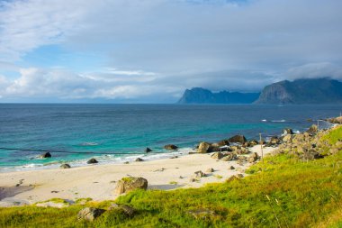 Norveç 'in Lofoten Adalarındaki Myrland Sahili