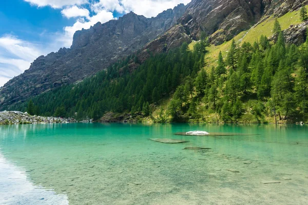 Crystal Clear Water Blue Lake Ayes Italian Alps — Stock Photo, Image