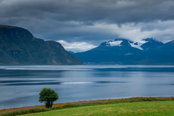 Cloudy Sky Fjord Norway — Foto Stock