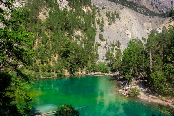 Crystal Clear Water Green Lake Emerald Mountain Lake Nevache Alps — Stock Photo, Image