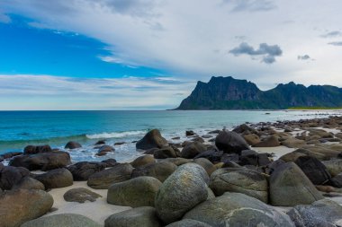 Shoreline of Uttakleiv Beach in the Lofoten Islands, Norway