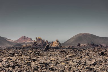 Volkanik manzara Timanfaya Ulusal Parkı, Lanzarote, Kanarya Adaları, İspanya