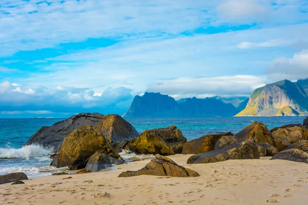 View of Myrland Beach in the Lofoten Islands, Norway