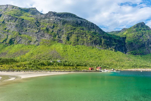 stock image The crystal clear water of the Ersfjordstranda beach in Senja Island, Norway