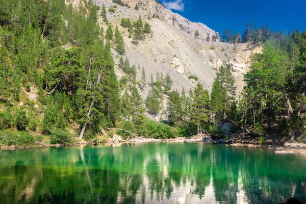Crystal Clear Water Green Lake Emerald Mountain Lake Nevache Alps — Stock Photo, Image