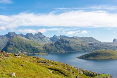 Beautiful landscape of the Lofoten Island from Ryten Mount, Norway