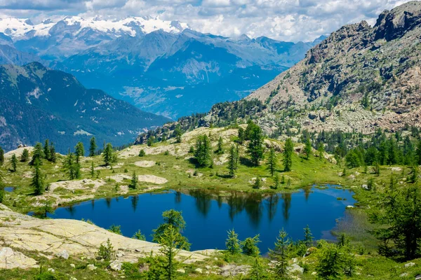 stock image Beautiful lake in the Valley of Mount Avic, Aosta Valley, Italy