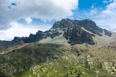 Monte Rosa manzarası, Avrupa 'nın en yüksek ikinci dağı, İtalya ve İsviçre arasında.