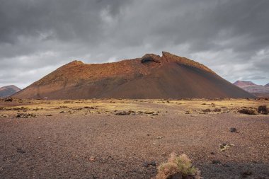 Landscape of El Cuervo Volcano in Lanzarote, Canary Islands, Spain