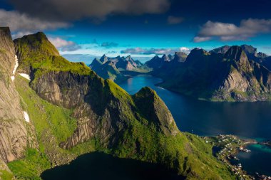Lake of the Reinebringen Mount on the top of the Lofoten Islands, Norway
