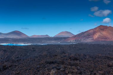 Lanzarote, Kanarya Adaları, İspanya 'daki Los Hervideros volkanik manzarası