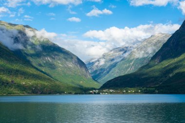 Beautiful and colorful lake in Oppstryn, Norway