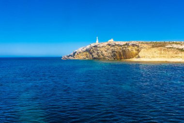 Close view of St. Paul Island in the sea of Bugibba, Malta