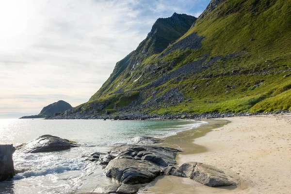 Пляж Лофотенских Островах Норвегия — стоковое фото