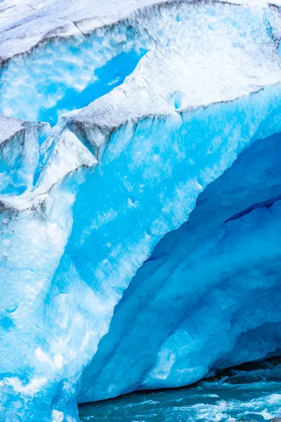 Деталь Льодовика Нігардсбрейн Красивий Блакитний Танучий Льодовик Національному Парку Йостедлен — стокове фото