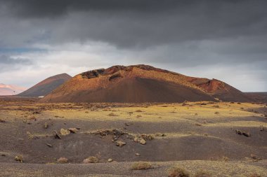 Landscape of El Cuervo Volcano in Lanzarote, Canary Islands, Spain