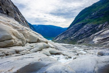 The Nigardsbreen Glacier, beautiful blue melting glacier in the Jostedalen National Park, Norway