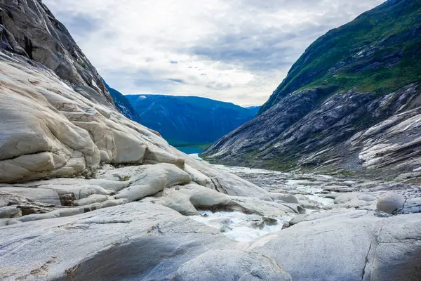 Nigardsbreen Glacier Beautiful Blue Melting Glacier Jostedalen National Park Norway — Stok fotoğraf