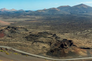 Volkanik manzara Timanfaya Ulusal Parkı, Lanzarote, Kanarya Adaları, İspanya
