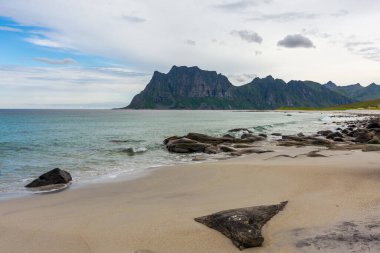 Shoreline of Uttakleiv Beach in the Lofoten Islands, Norway