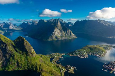 Lake of the Reinebringen Mount on the top of the Lofoten Islands, Norway