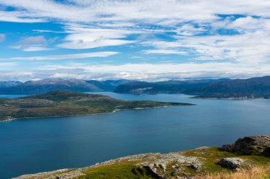 Beautiful landscape of the sea over the mountains of northern Norway